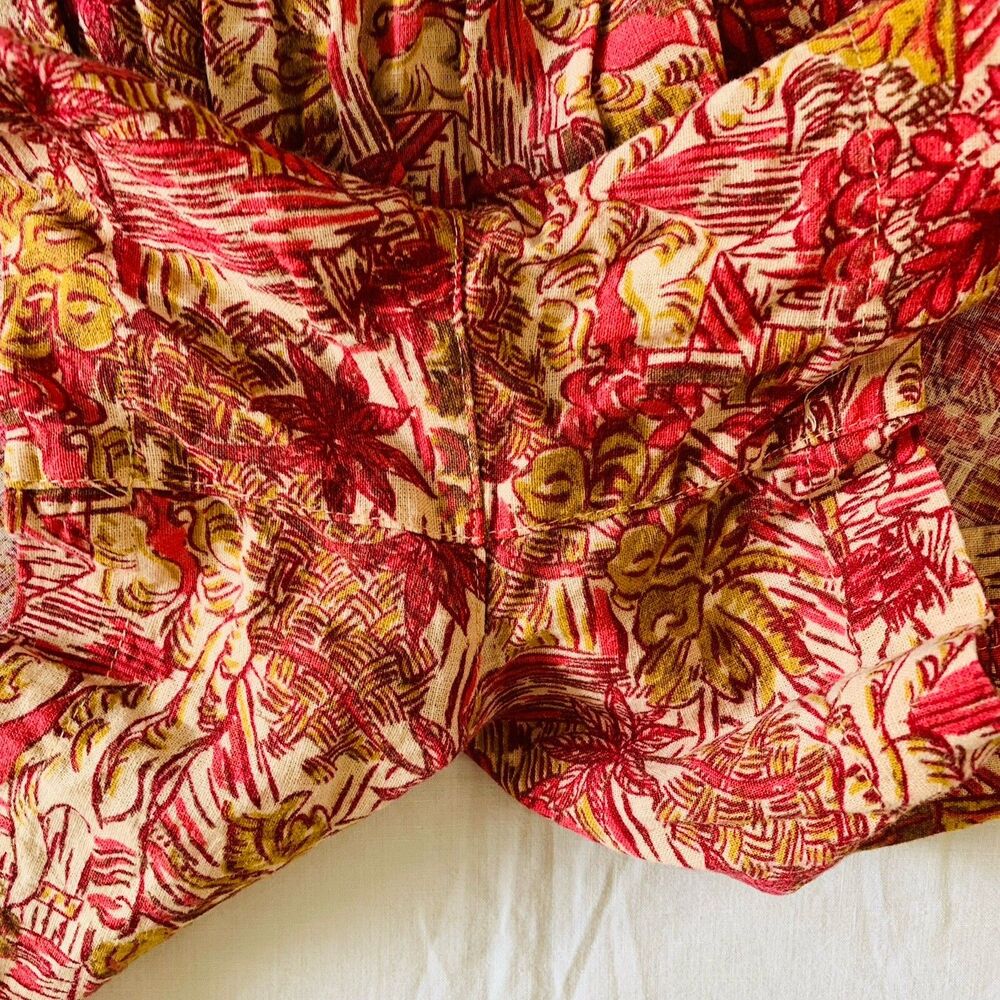 Joie Linen Rayon Pull-on Shorts Medium Pink Tropical Palm Beach Coastal Resort - Picture 7 of 11